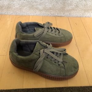 Platform Sage Green Sneakers - Size 6.5
